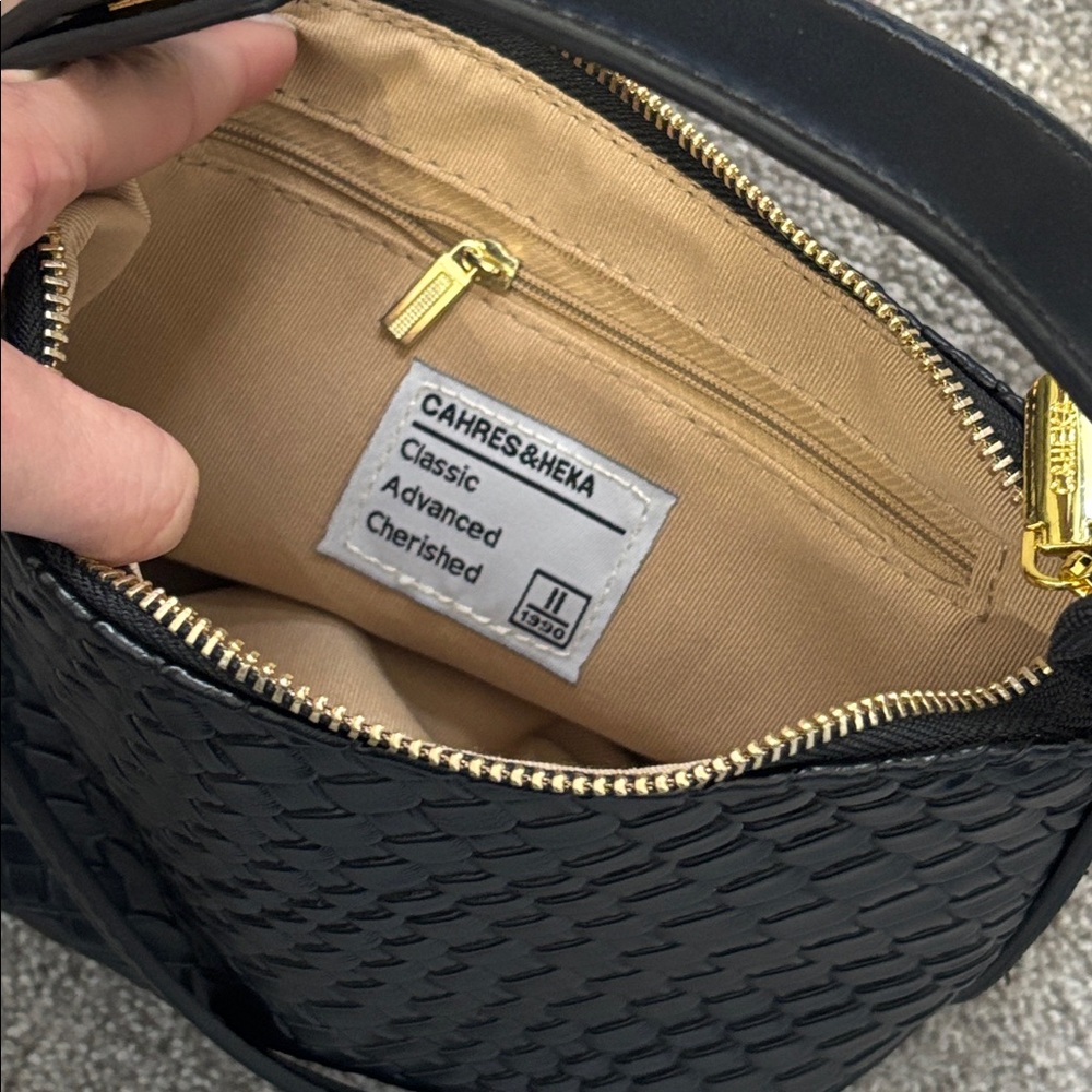 Black Woven Leather Bag - Picture 3 of 5